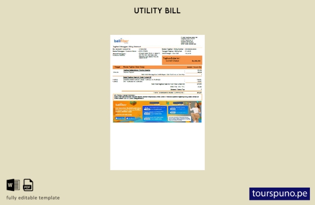 lista para imprimir plantilla de factura de servicios públicos de Balifiber de I